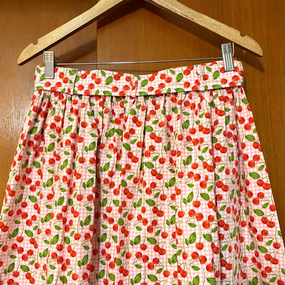 Modcloth Pink Gingham Cherry Print Full Midi Skir… - image 7